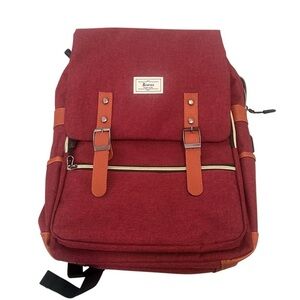 Ronyes Laptop Backpack Preowned Bag burgundy, brown Straps USB port.